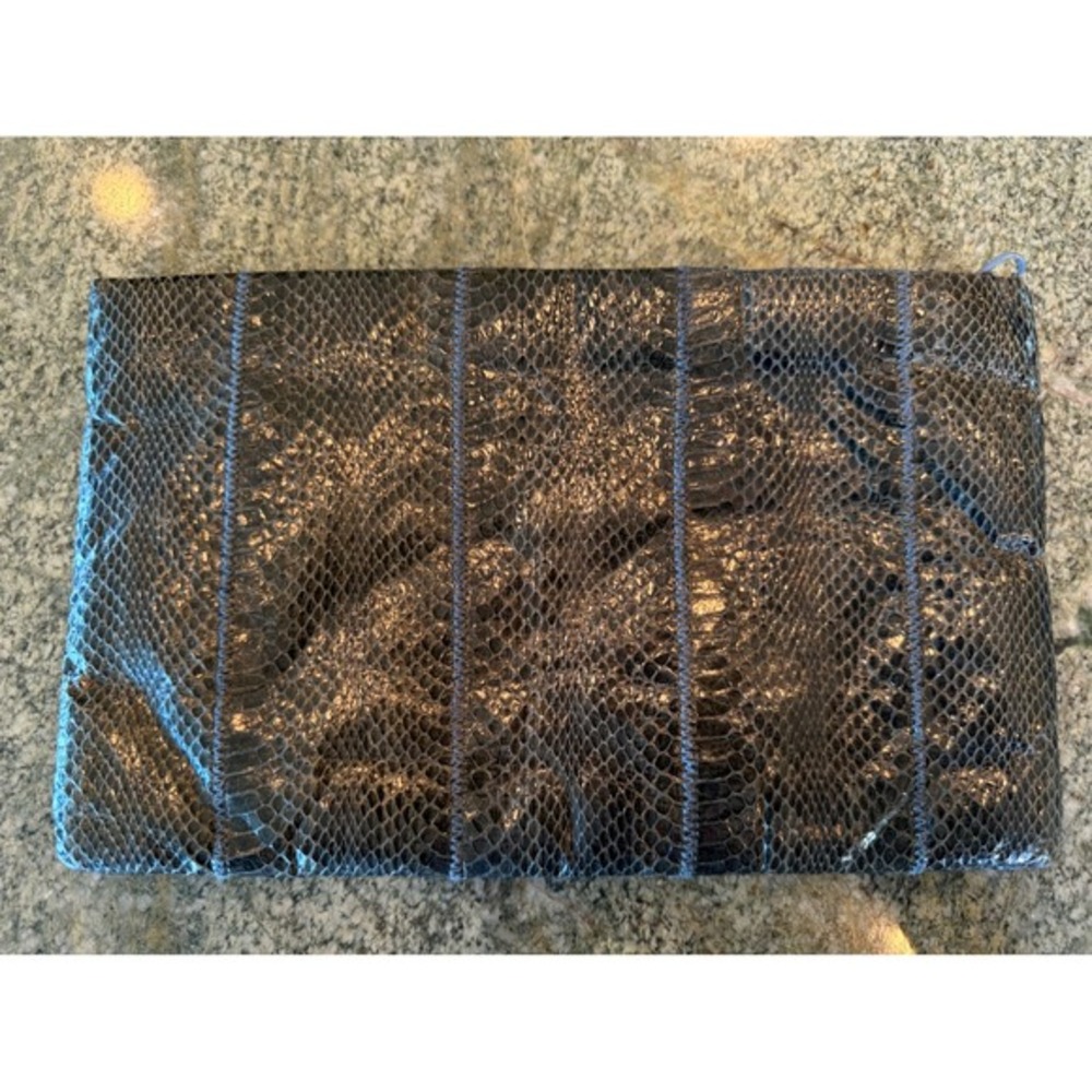 Clemente Snakeskin Clutch Gray Genuine Python Leather Envelope Bag